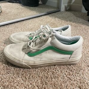 White and green old skool vans men’s size 8.5